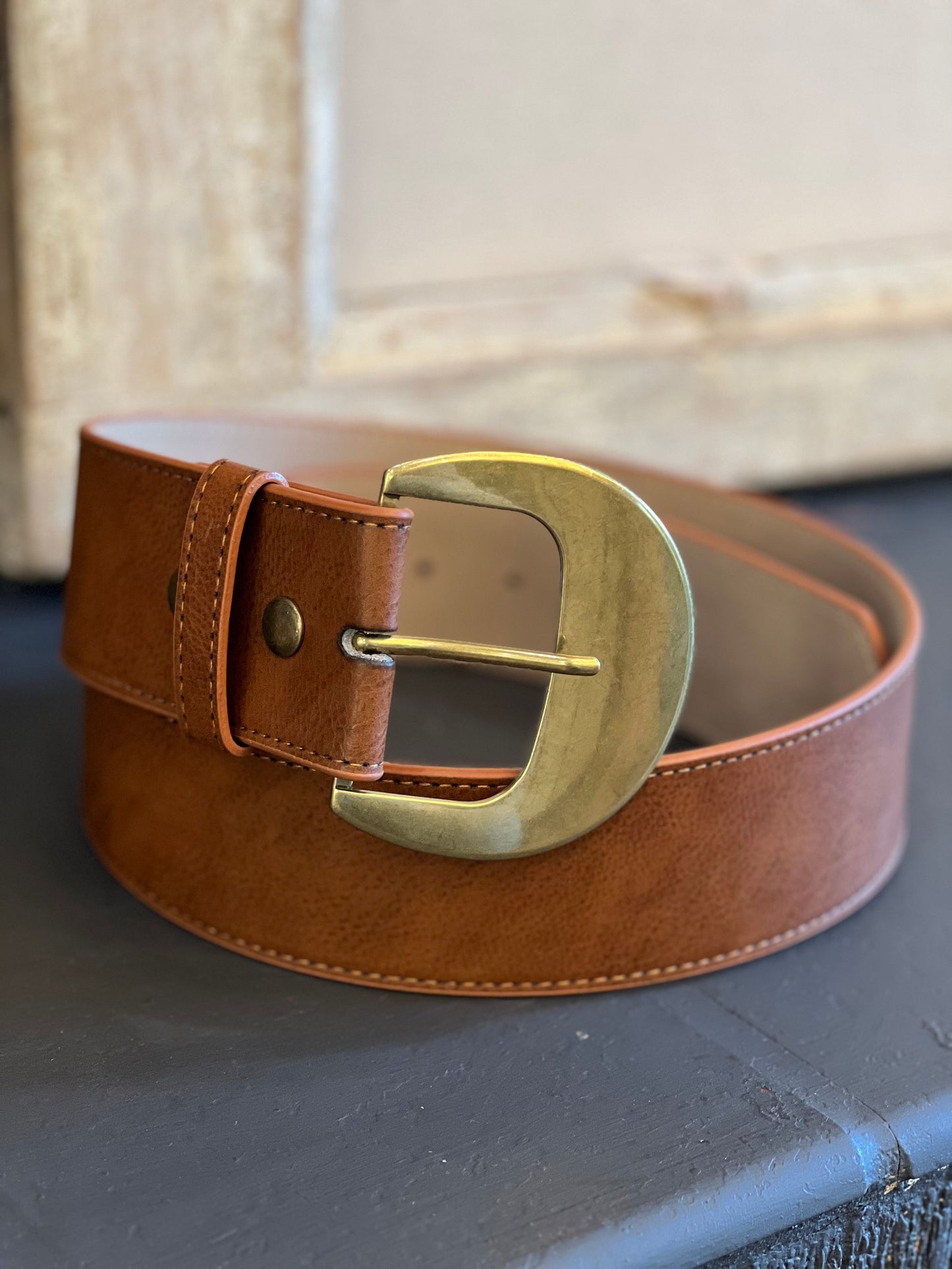 Wide Leather Moon Belt