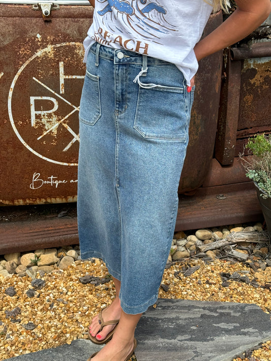 Denim Midi Skirt