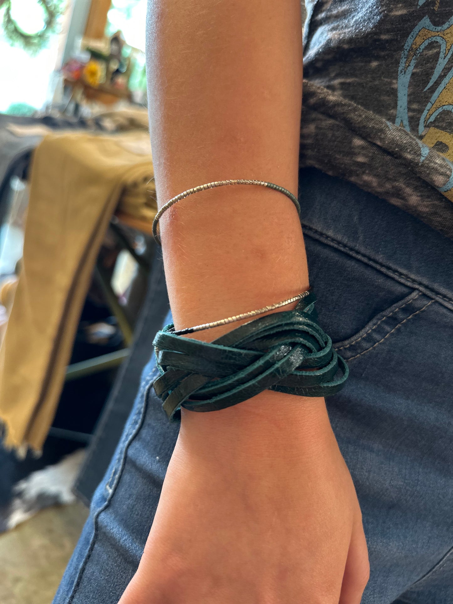 Leather Snap  Bracelet