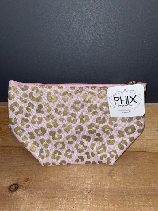 Pink Cheetah Make up Bag